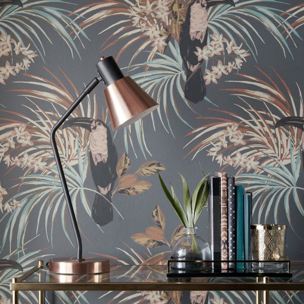 Le Toucan Wallpaper - Charcoal - 1838 wallcoverings - 1907 - 135 - 05 - Premier Wallcovering