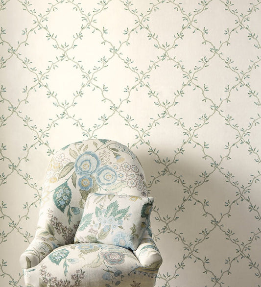 Leaf Trellis Wallpaper - Forest - Colefax & Fowler - 07706/04 - Premier Wallcovering