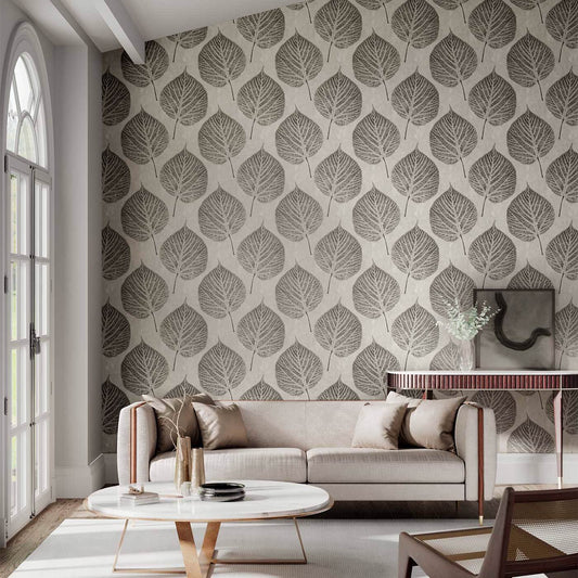 Leaf Wallpaper - Slate/Silver - Harlequin - HTEW112608 - Premier Wallcovering