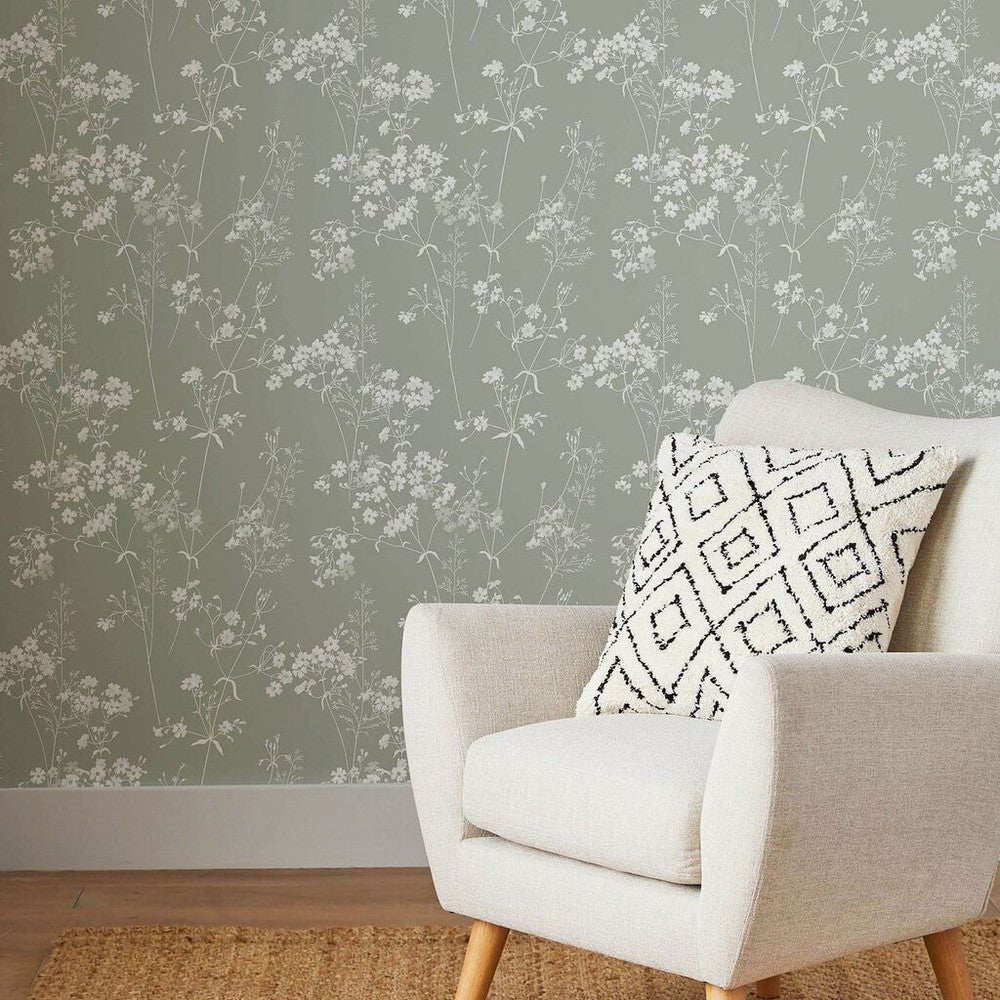 Leaf Wallpaper - Sage - Next - 120212 - Premier Wallcovering