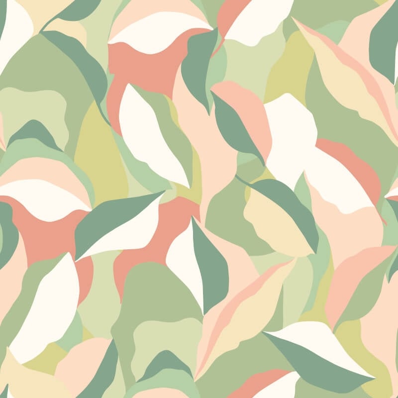 Leafy Patchwork Wallpaper - Olive/Blush - Hoopla Walls - HWA1160W - Premier Wallcovering