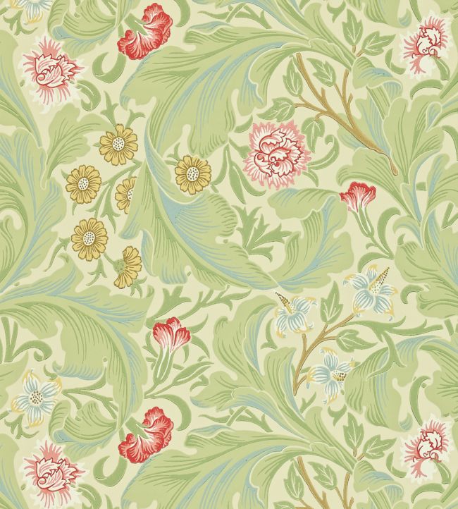 Leicester Wallpaper - Green/Coral - 212543 - Morris & Co - Premier Wallcovering