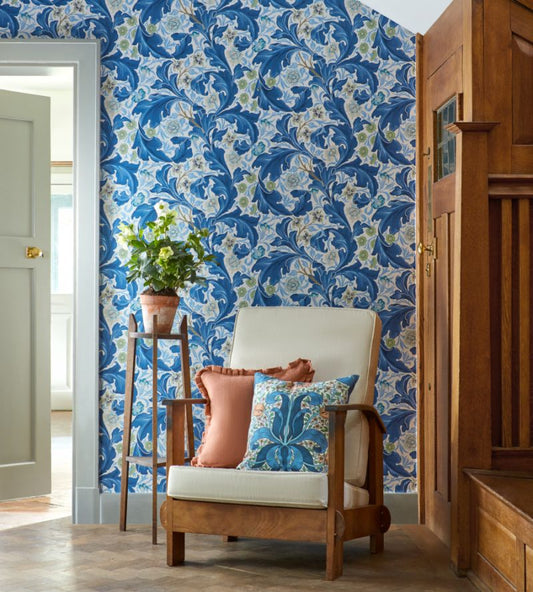 Leicester Wallpaper - Woad/Sage - Morris & Co - 216864 - Premier Wallcovering