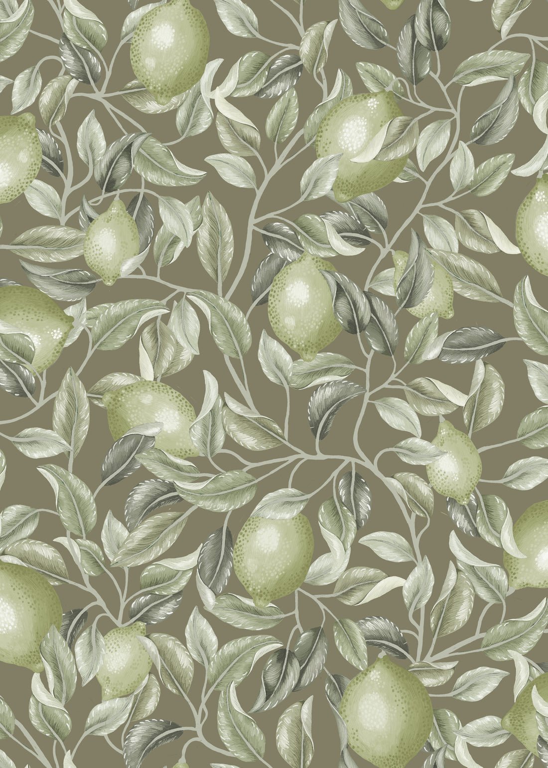 Lemon Trees Wallpaper - Midnight Blue - Summer Gray - Premier Wallcovering