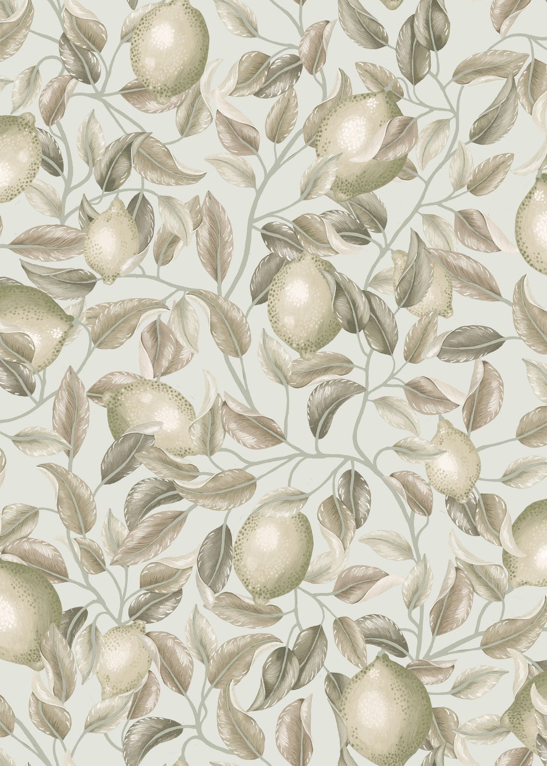 Lemon Trees Wallpaper - Seagrass Green - Summer Gray - Premier Wallcovering