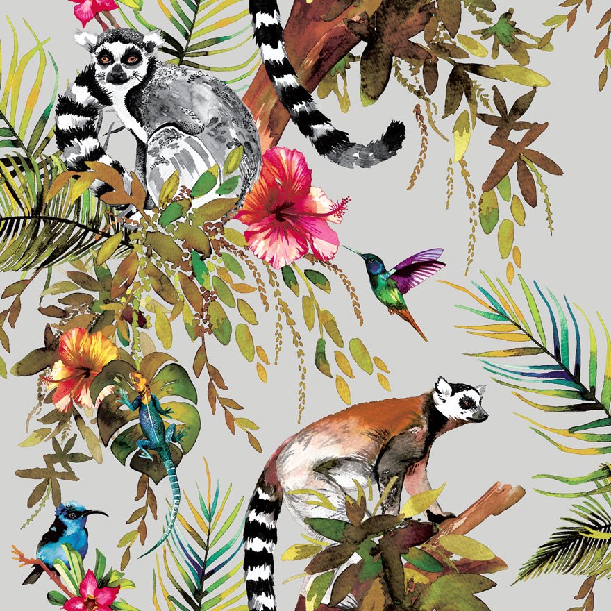 Lemur Wallpaper - Silver/Multi - Holden Décor - 12401 - Premier Wallcovering