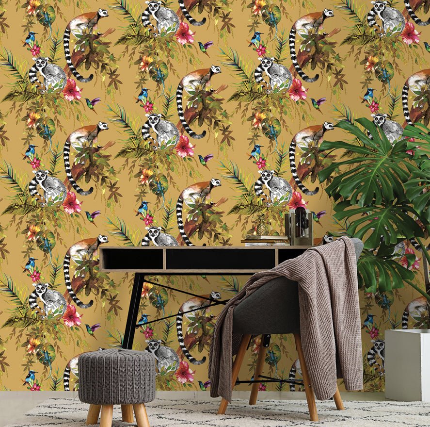 Lemur Wallpaper - Ochre - Holden Décor - 13050 - Premier Wallcovering