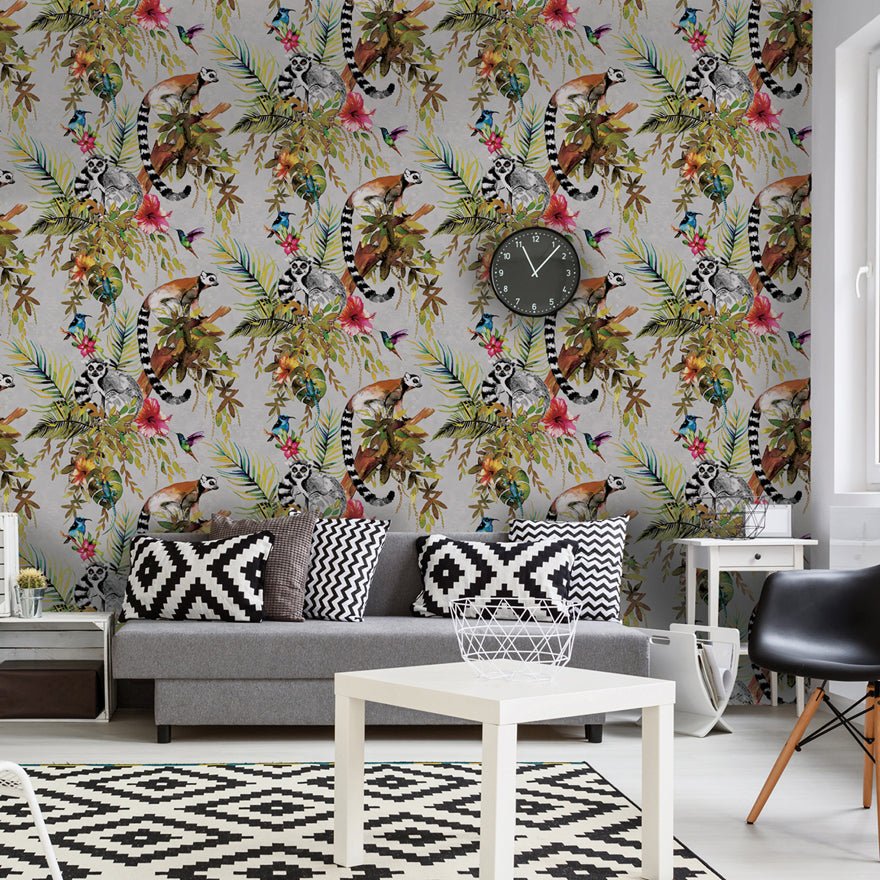Lemur Wallpaper - Silver/Multi - Holden Décor - 12401 - Premier Wallcovering