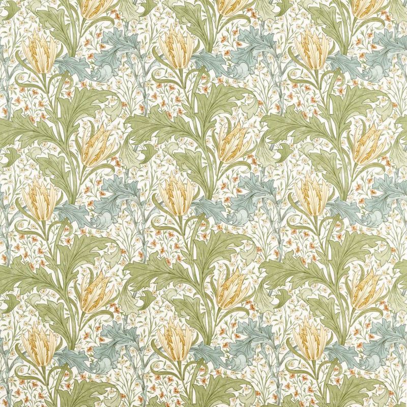 Lent Lily Fabric - Plum/Bayleaf - Morris & Co - 227379 - Premier Wallcovering