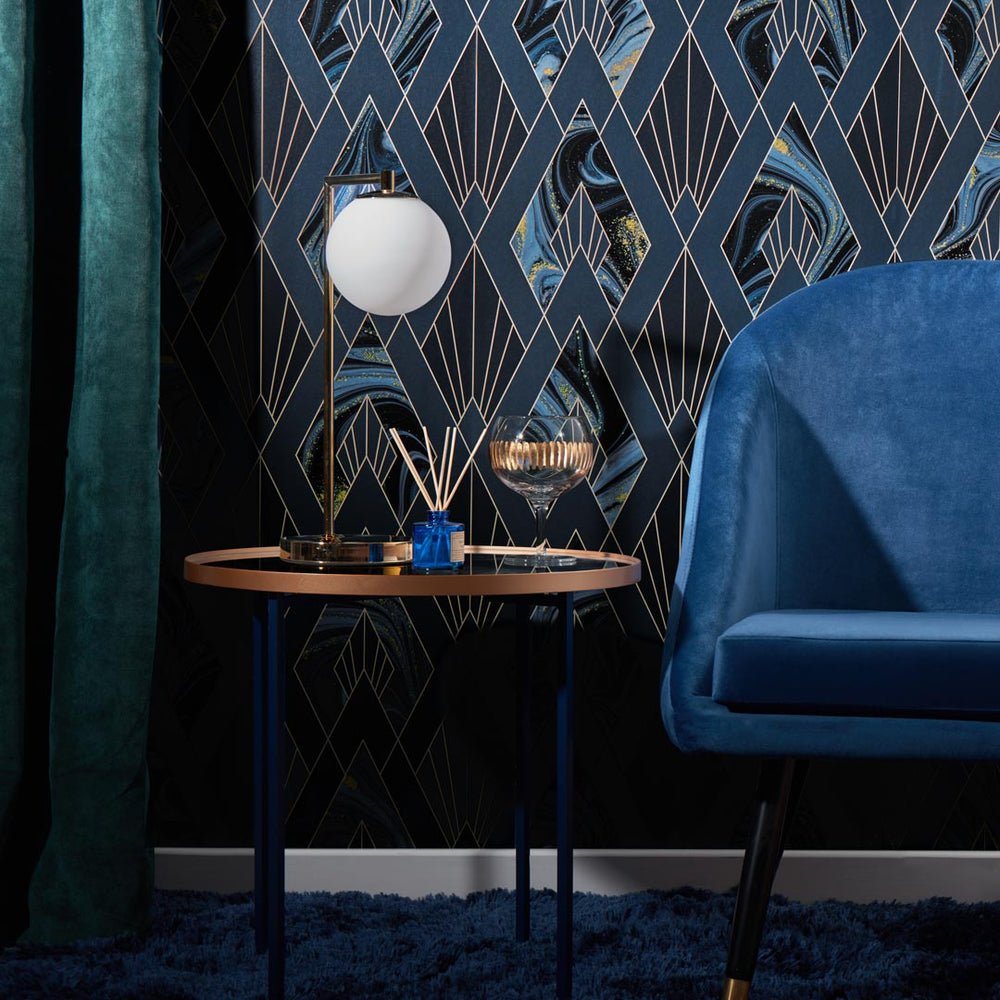 Leonardo Wallpaper - Midnight Blue - Lust Home - LH900353 - Premier Wallcovering