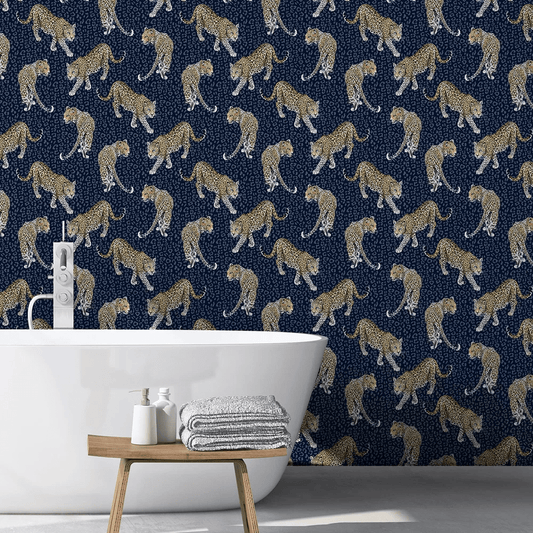 Leopard Wallpaper - Blue - The Graduate Collection - AB1LEOBLUE - Premier Wallcovering
