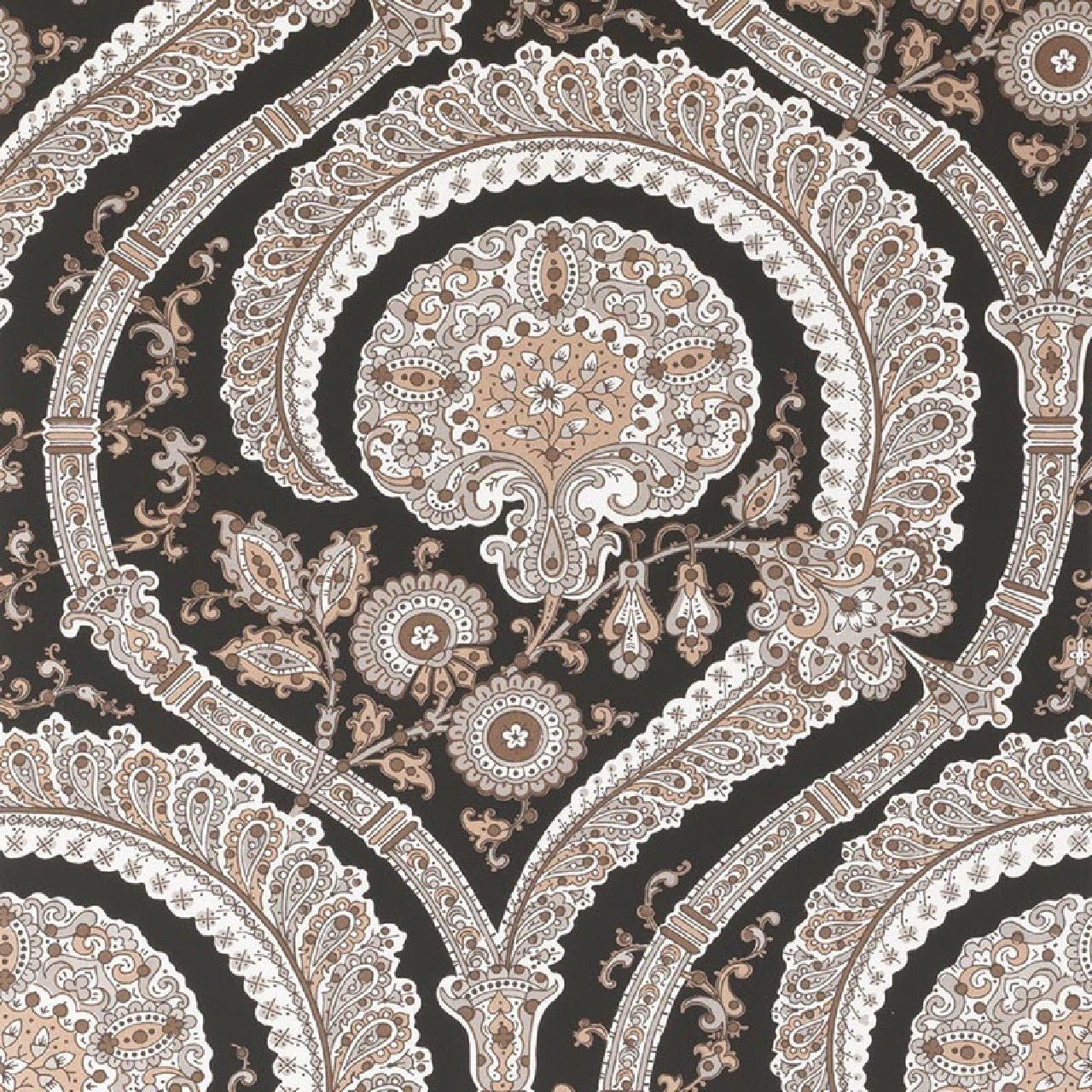 Les Indiennes Wallpaper - Black/Gilver/Copper - Nina Campbell - NCW4350-06 - Premier Wallcovering