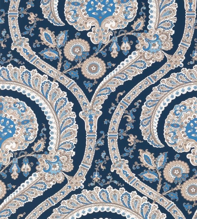 Les Indiennes Wallpaper - Blue - Nina Campbell - NCW4350 - 05 - Premier Wallcovering