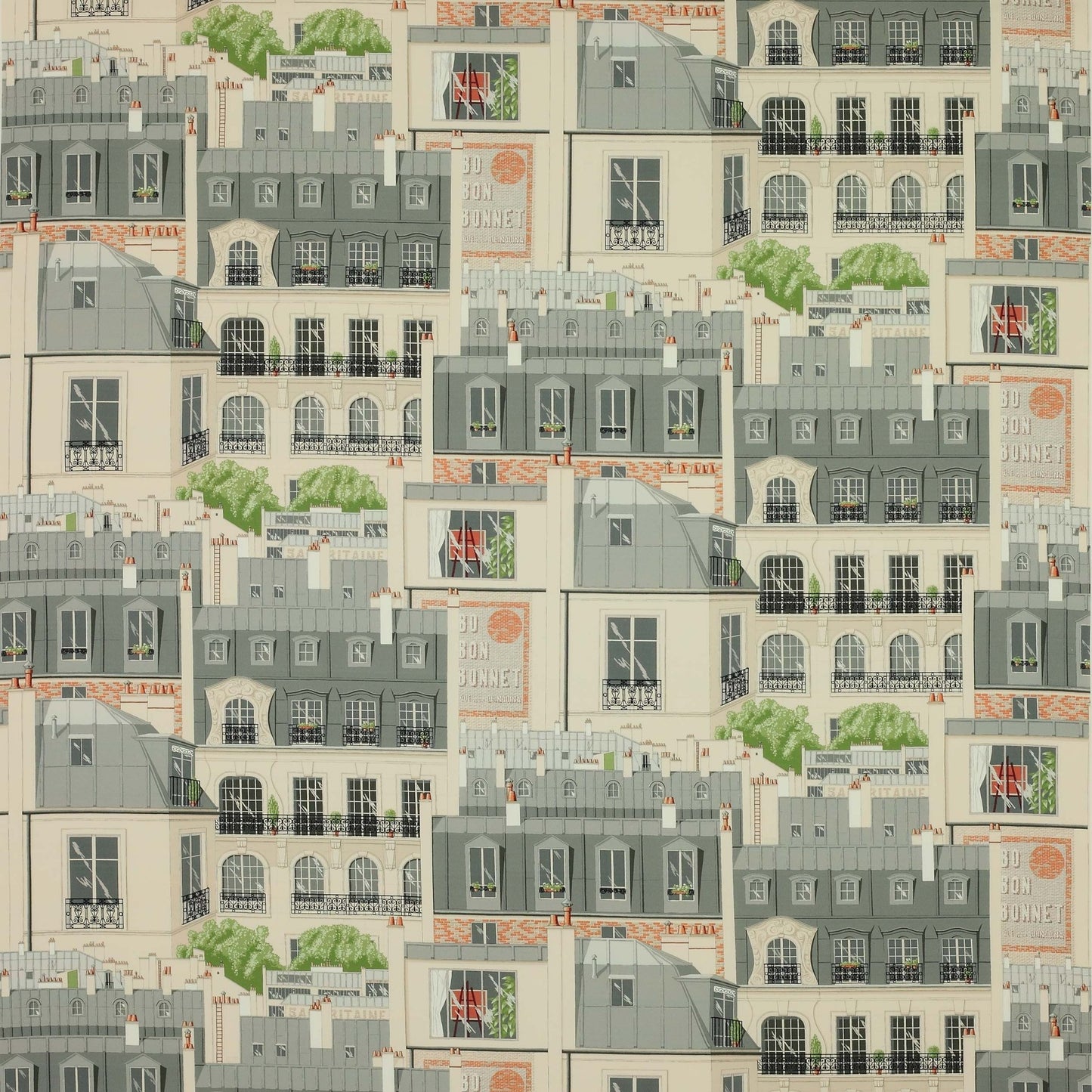 Les Toits de Paris Fabric - Ardoise - Manuel Canovas - 04907/02 - Premier Wallcovering