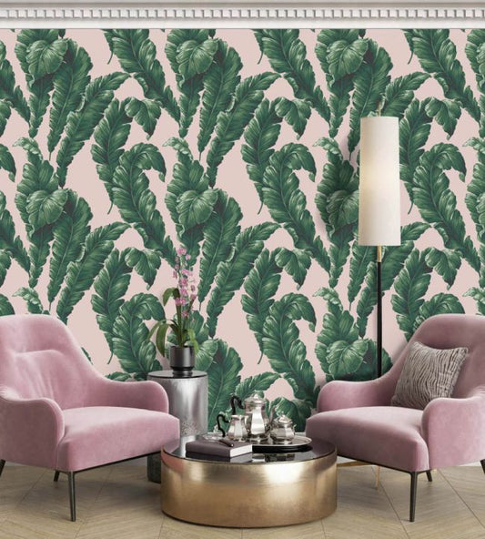 Lets Go Bananas Wallpaper - Green Blush - Woodchip & Magnolia - WM - 365 - 05R - Premier Wallcovering