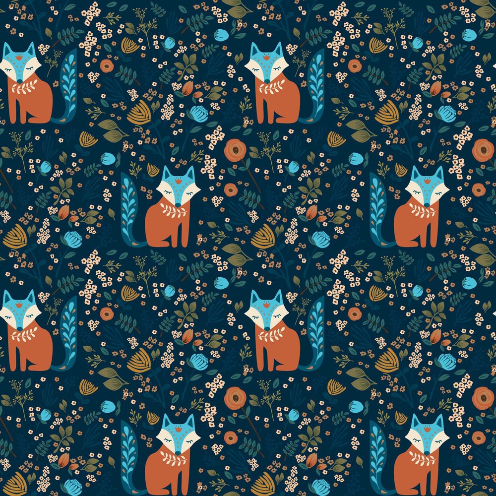 Let's Make A Den Wallpaper - Midnight Blue & Fox Orange - Lust Home - LH900176 - Premier Wallcovering