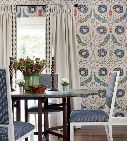 Lewis Wallpaper - Mineral Blue - Thibaut - T13214 - Premier Wallcovering