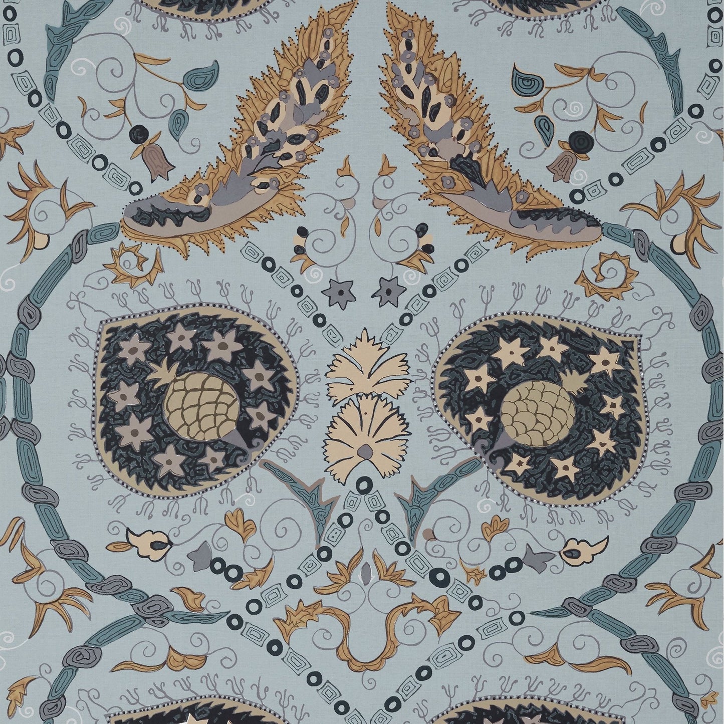 Lewis Wallpaper - Mineral Blue - Thibaut - T13214 - Premier Wallcovering