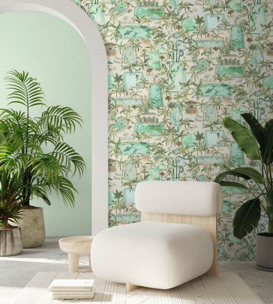 Lido Wallpaper - Green - Brand McKenzie - BMPP004/06A - Premier Wallcovering