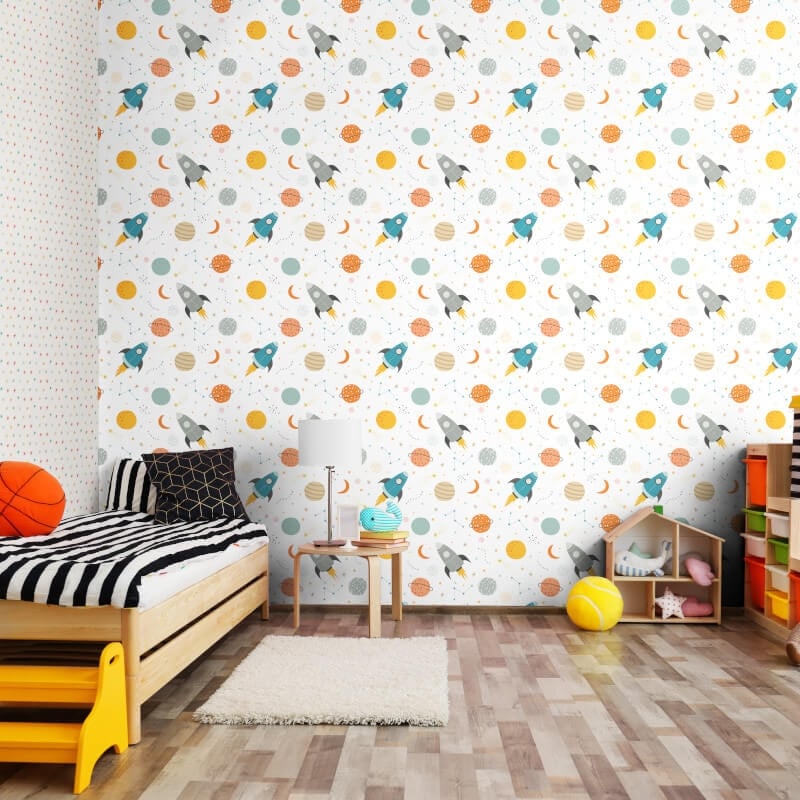 Lift Off Wallpaper - Ginger/Denim - Hoopla Walls - HWA1306W - Premier Wallcovering