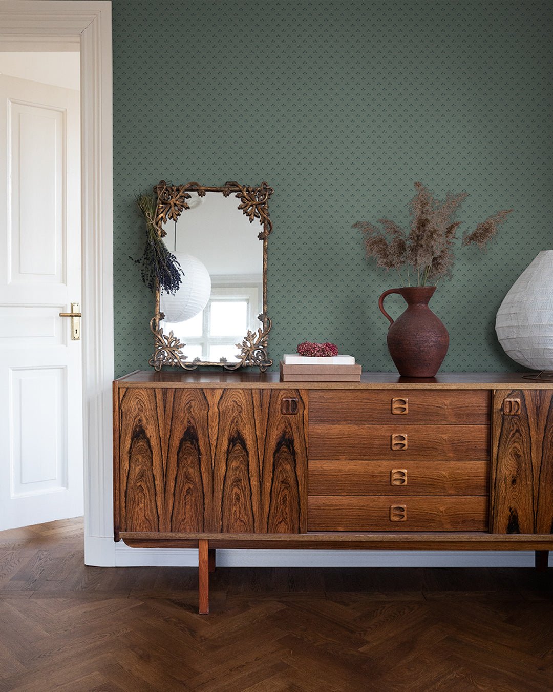 Lilja Wallpaper - Green - Midbec - 33030 - Premier Wallcovering