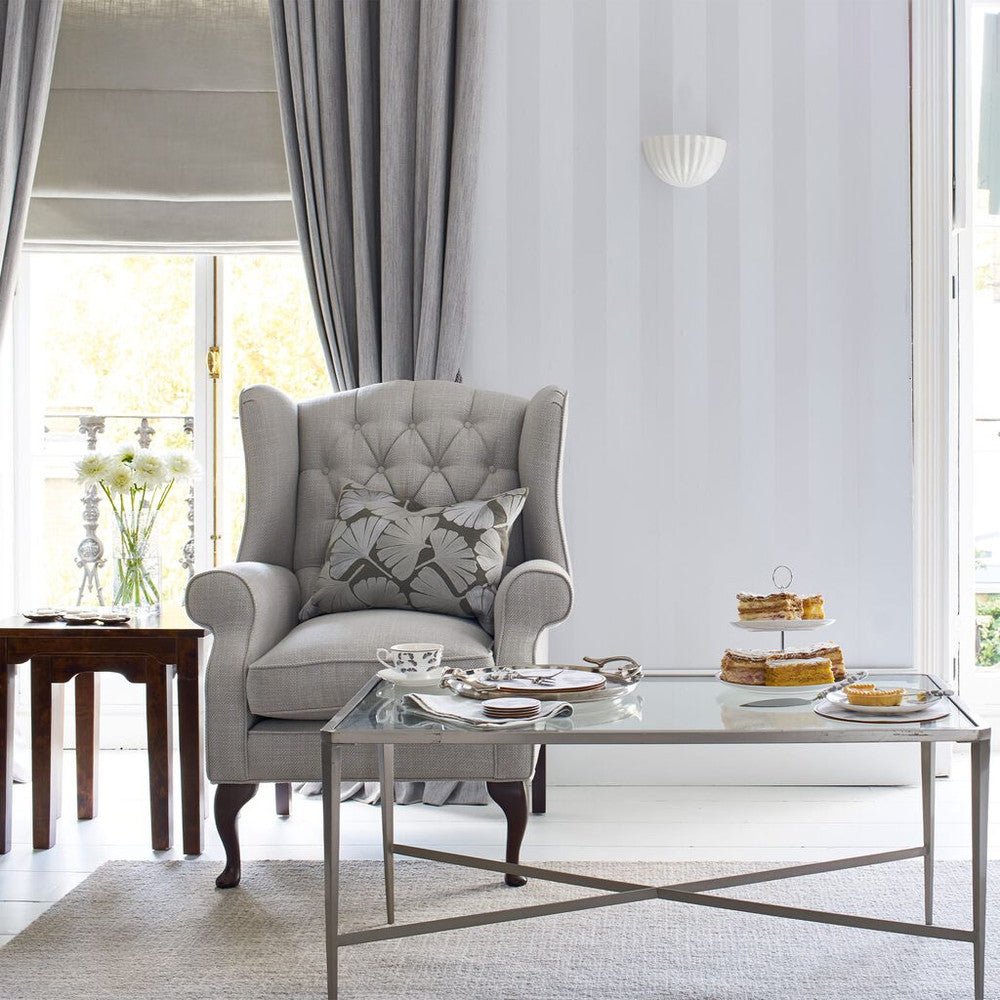 Lille Pearlescent Stripe Wallpaper - Silver - Laura Ashley - 113338 - Premier Wallcovering