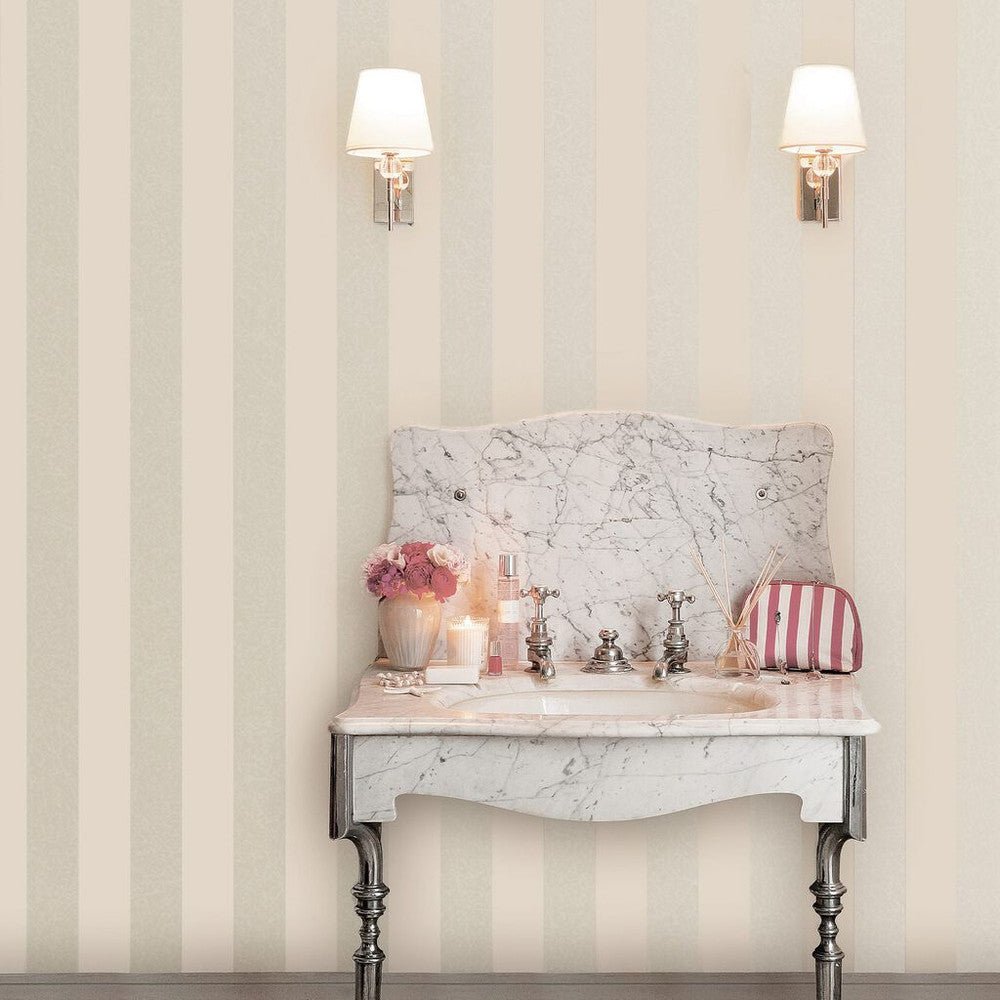 Lille Pearlescent Stripe Wallpaper - Linen - Laura Ashley - 113337 - Premier Wallcovering