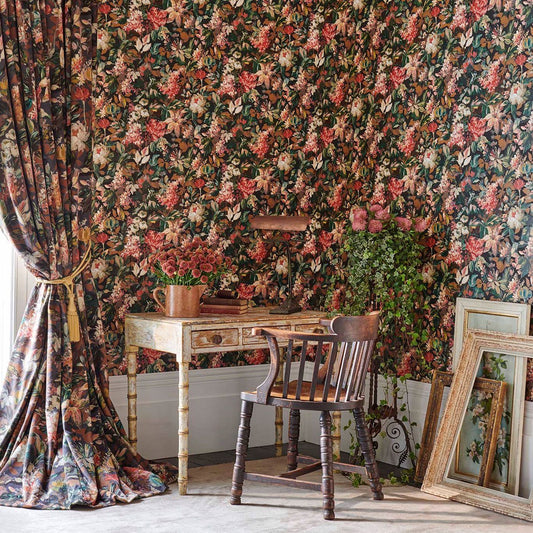 Lilum Wallpaper - Peacock - Clarke & Clarke - W0158/04 - Premier Wallcovering