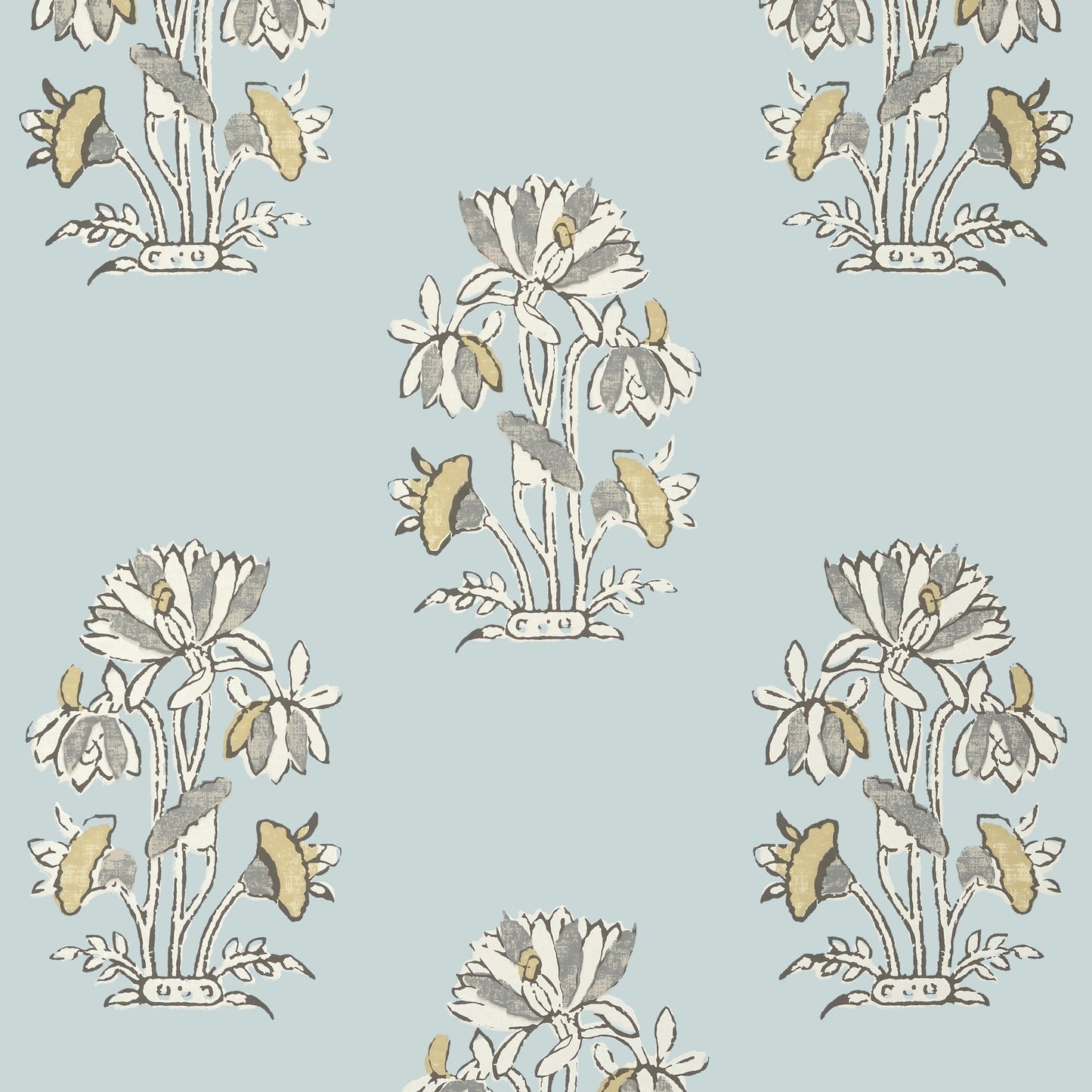 Lily Flower Wallpaper - Spa Blue - Thibaut - T13201 - Premier Wallcovering