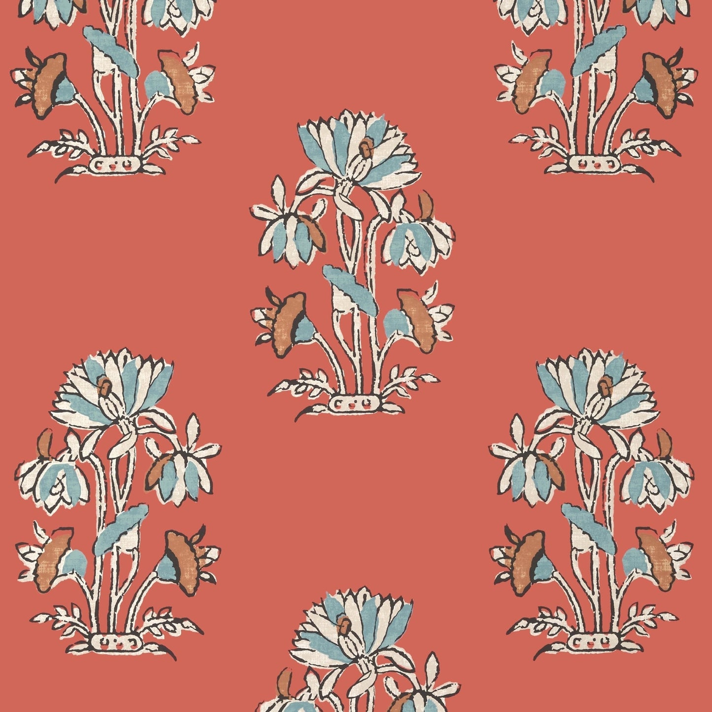 Lily Flower Wallpaper - Coral - Thibaut - T13205 - Premier Wallcovering