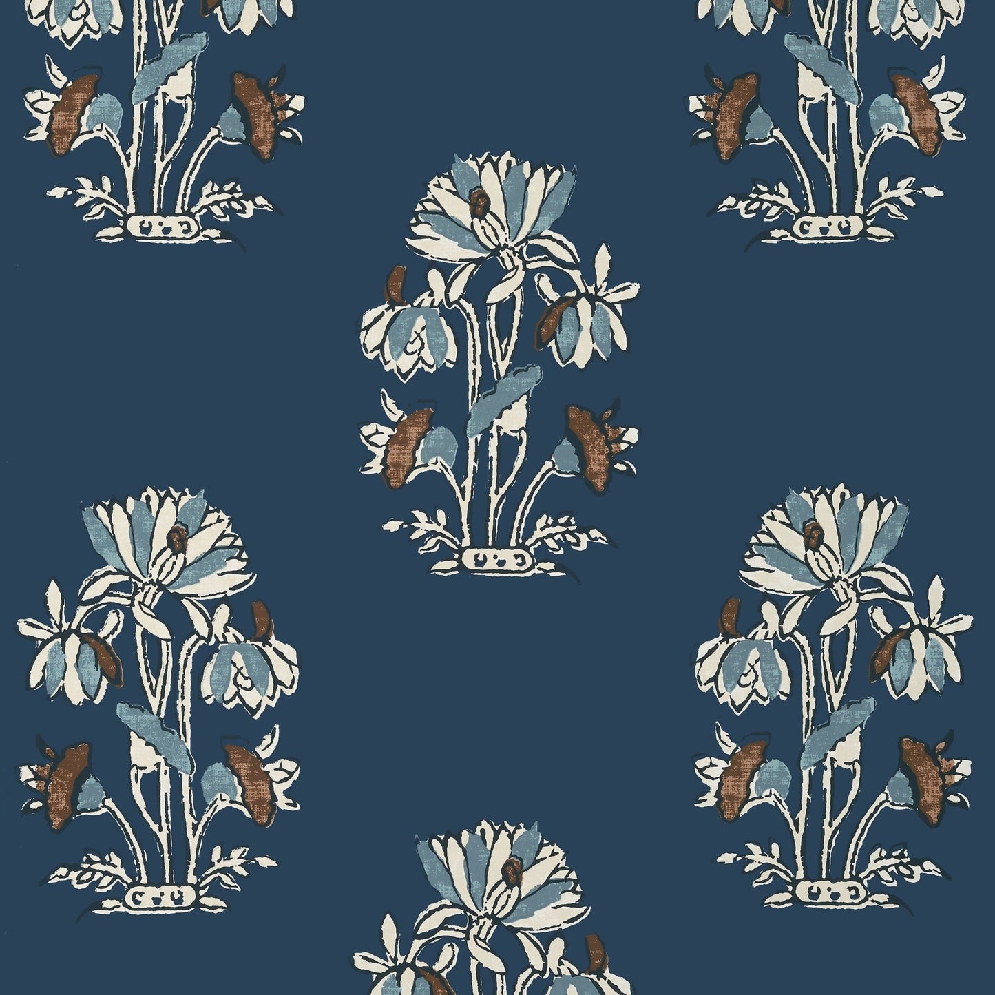 Lily Flower Wallpaper - Navy - Thibaut - T13203 - Premier Wallcovering
