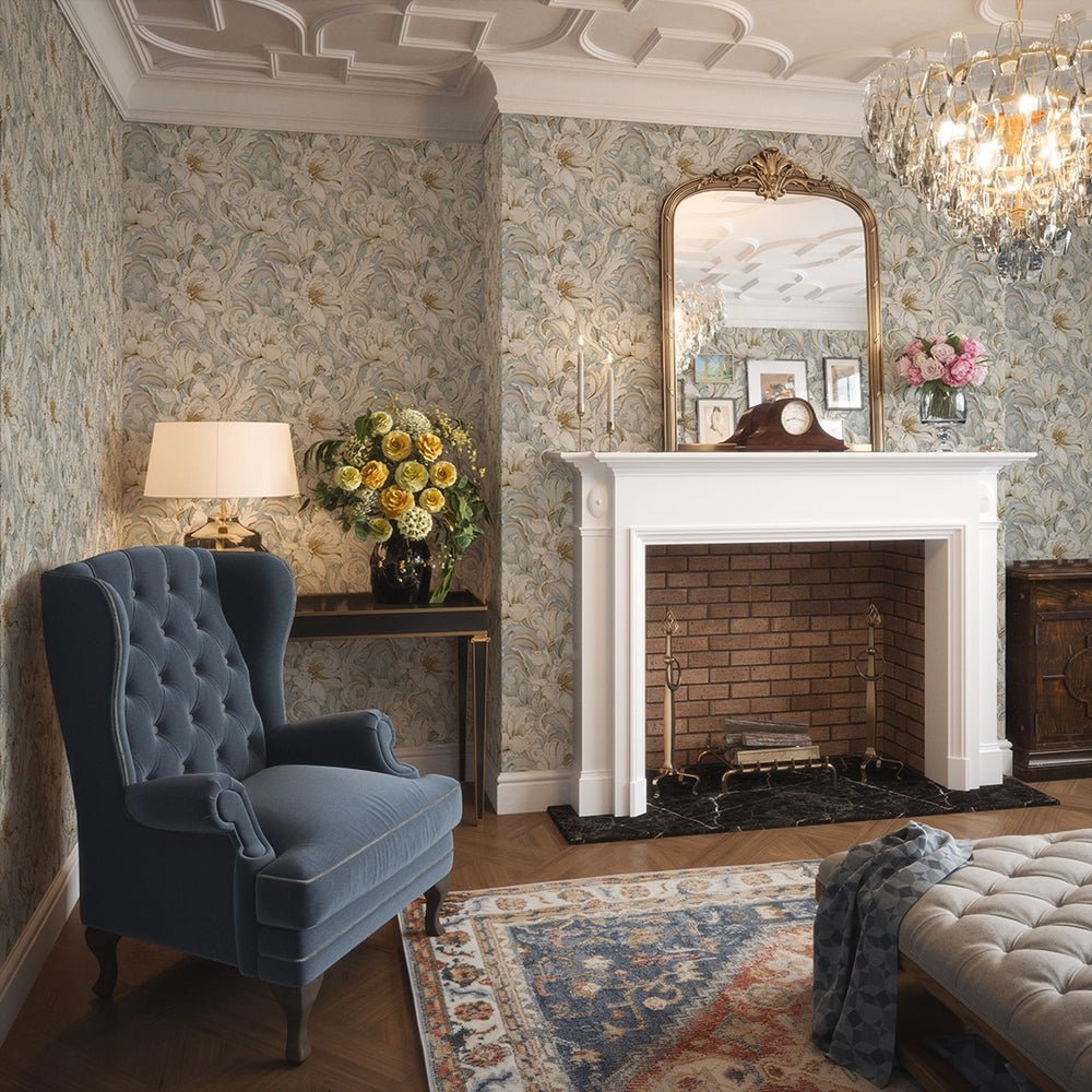 Lily of the Manor Wallpaper - Mineral Mist - LAN100335 - Lucie Annabel - Premier Wallcovering