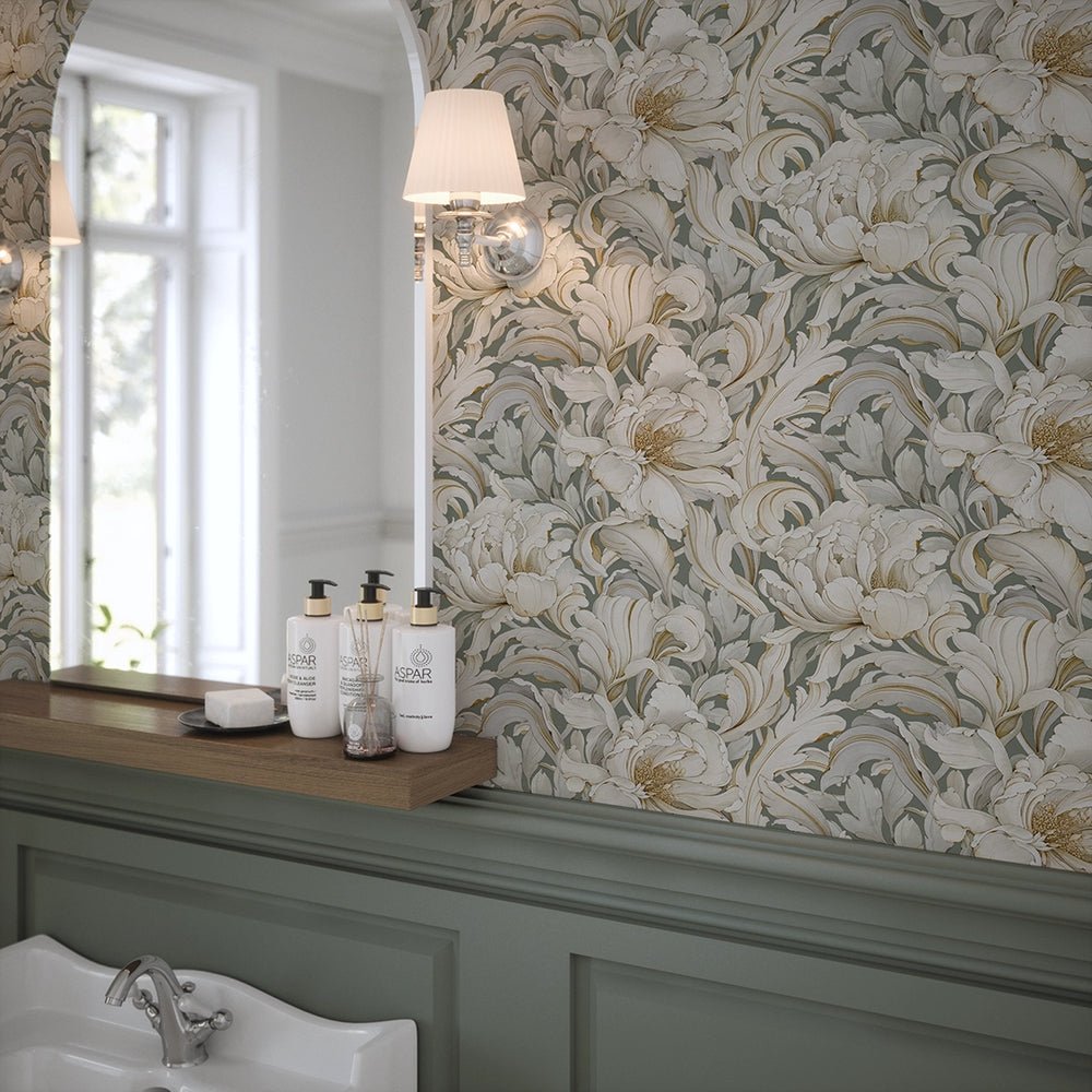 Lily of the Manor Wallpaper - Wild Nettle Green - LAN100334 - Lucie Annabel - Premier Wallcovering