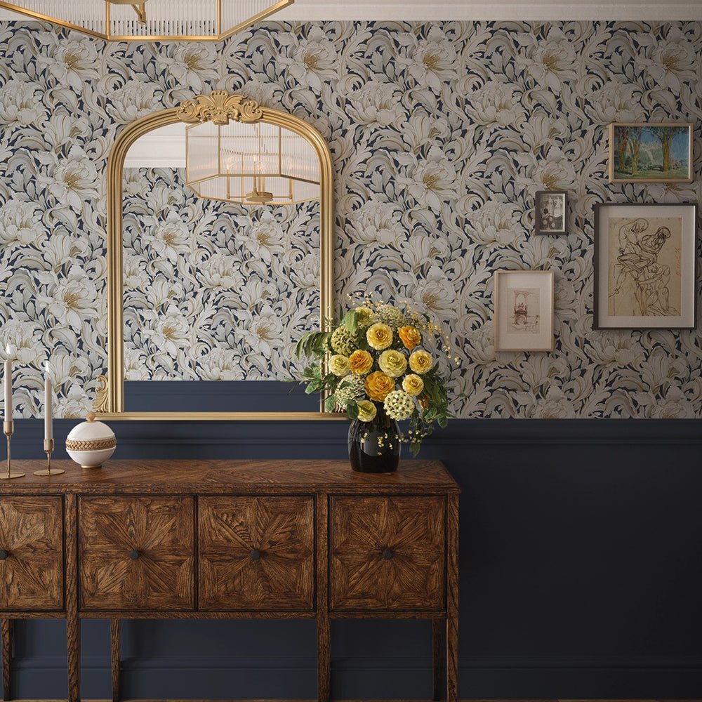 Lily of the Manor Wallpaper - Classic Navy - LAN100337 - Lucie Annabel - Premier Wallcovering