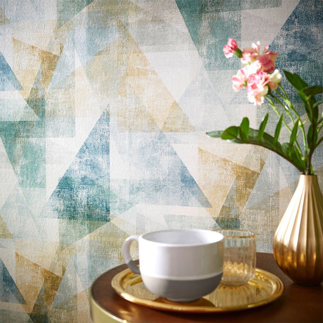 Linares Geometric Wallpaper - Green - Rasch - 617962 - Premier Wallcovering