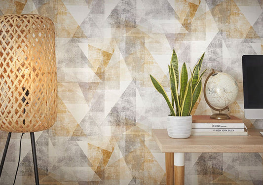 Linares Geometric Wallpaper - Yellow - Rasch - 617948 - Premier Wallcovering