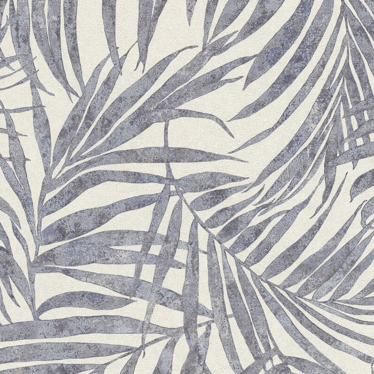 Linares Leaves Wallpaper - Denim Blue & Cream - Rasch - 617429 - Premier Wallcovering