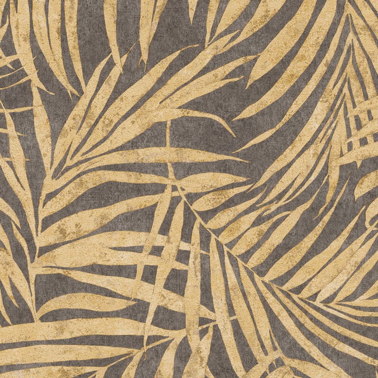 Linares Leaves Wallpaper - Brown & Gold - Rasch - 617450 - Premier Wallcovering