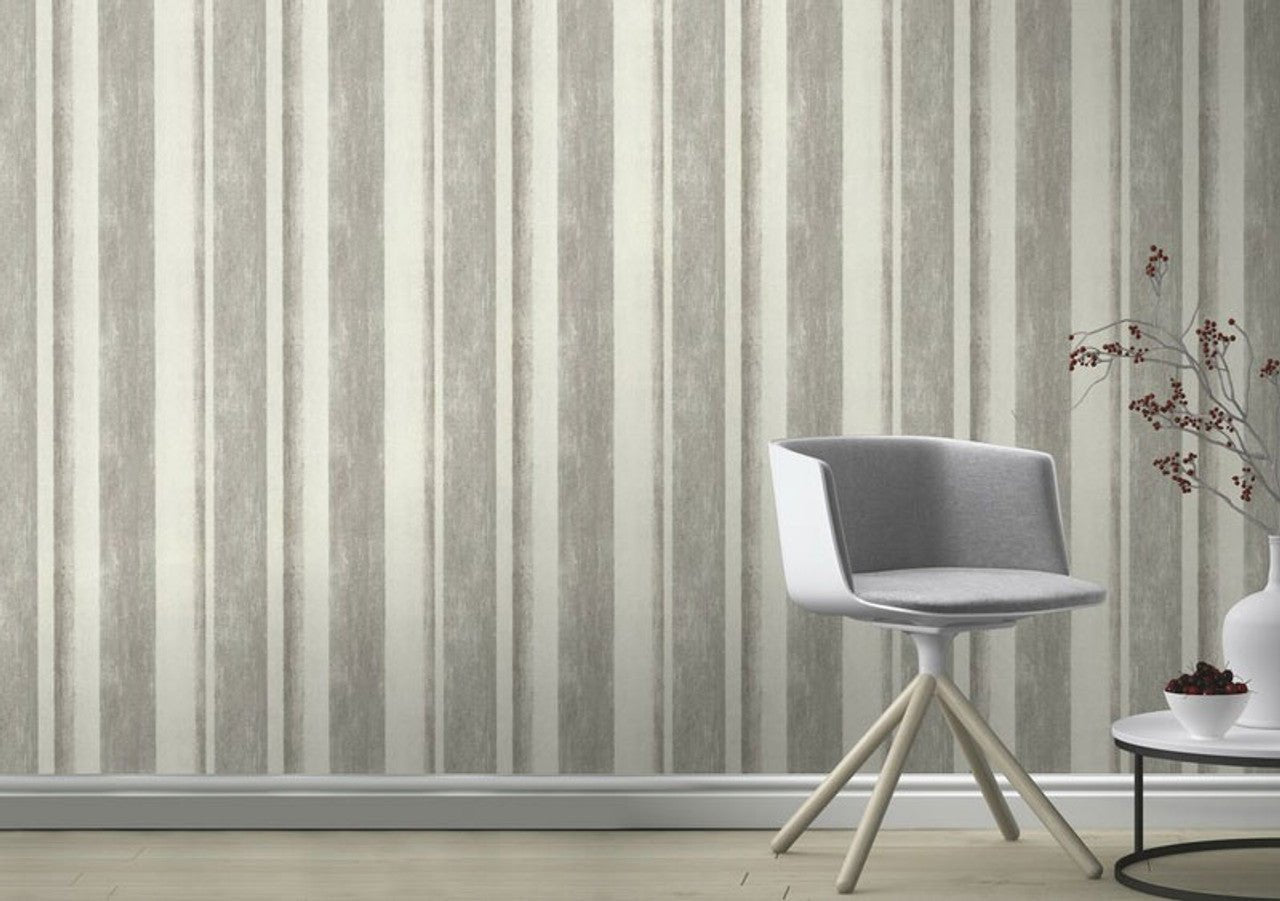 Linares Stripe Wallpaper - Taupe & Cream - Rasch - 617764 - Premier Wallcovering