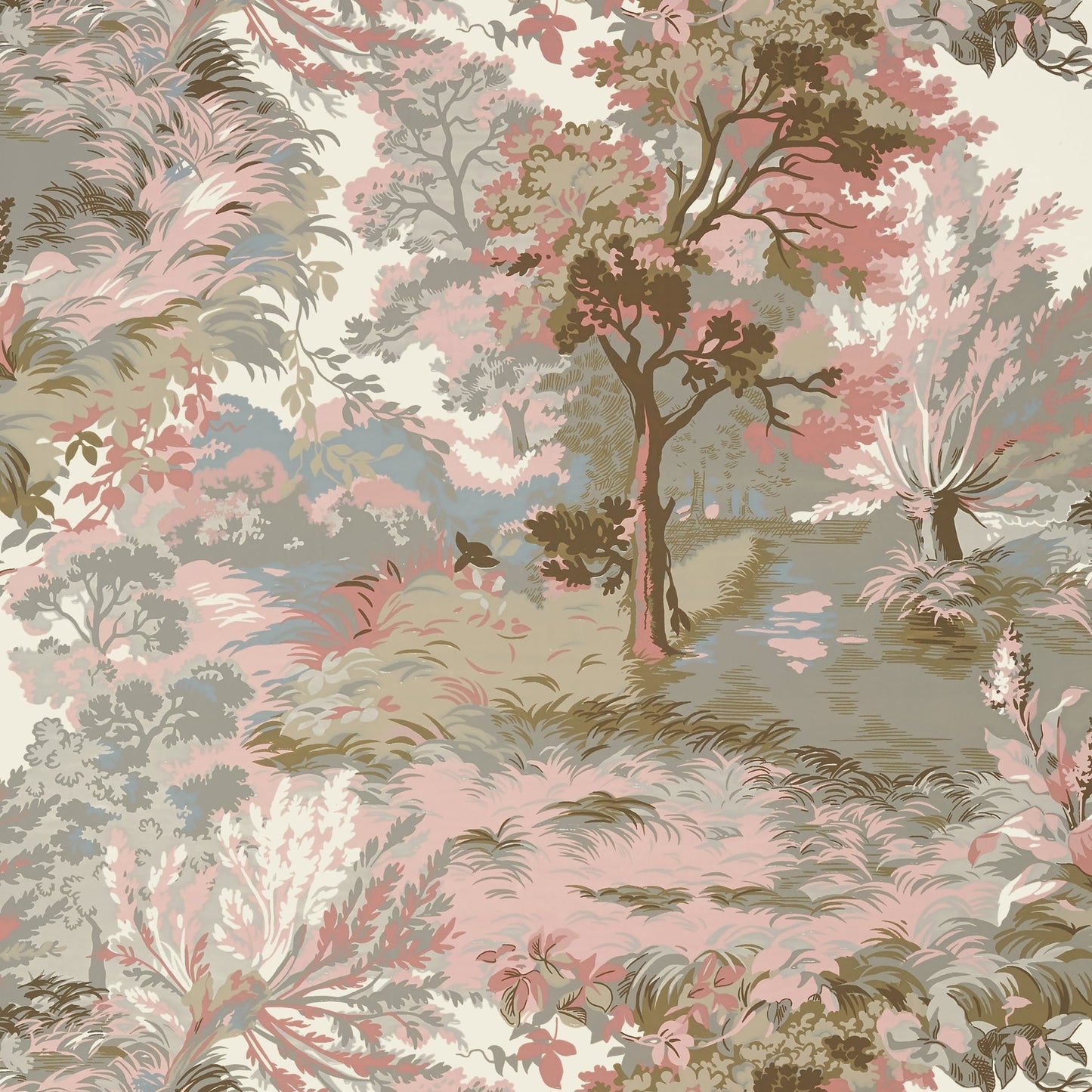 Lincoln Toile Wallpaper - Blush - Thibaut - T10868 - Premier Wallcovering