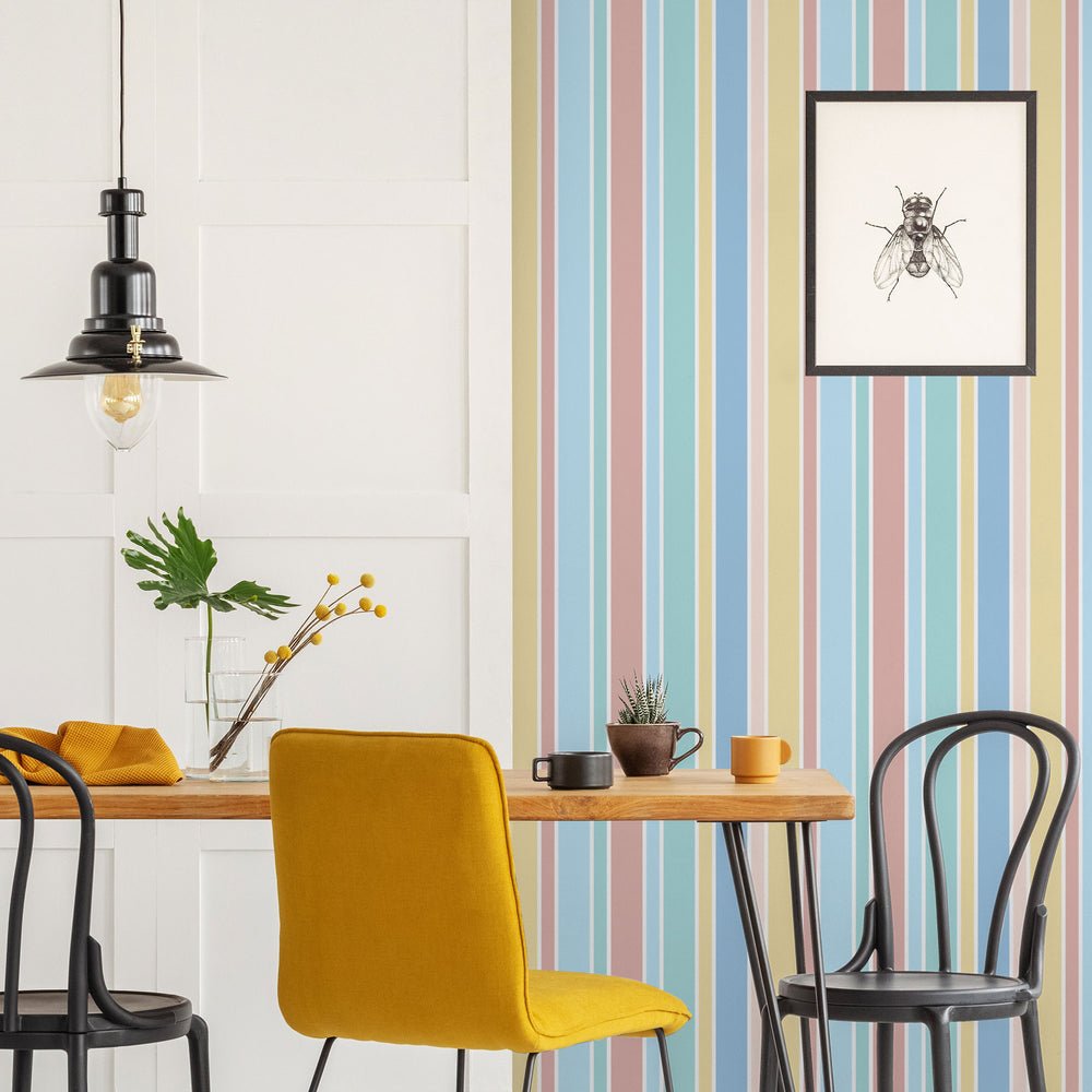 Line After Line Wallpaper - Peach, Bubblegum, Mint & Custard - Lust Home - LH900302 - Premier Wallcovering