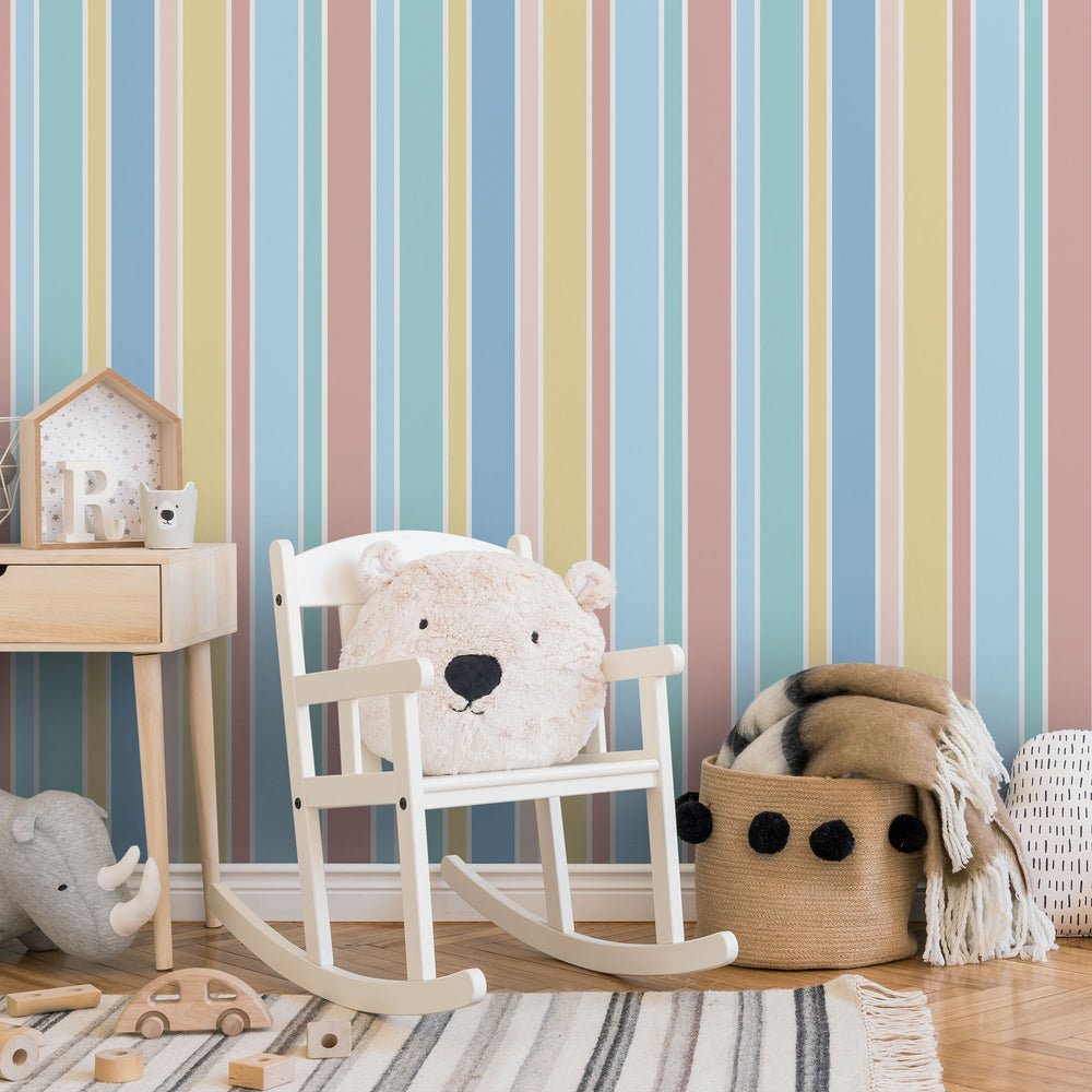 Line After Line Wallpaper - Peach, Bubblegum, Mint & Custard - Lust Home - LH900302 - Premier Wallcovering