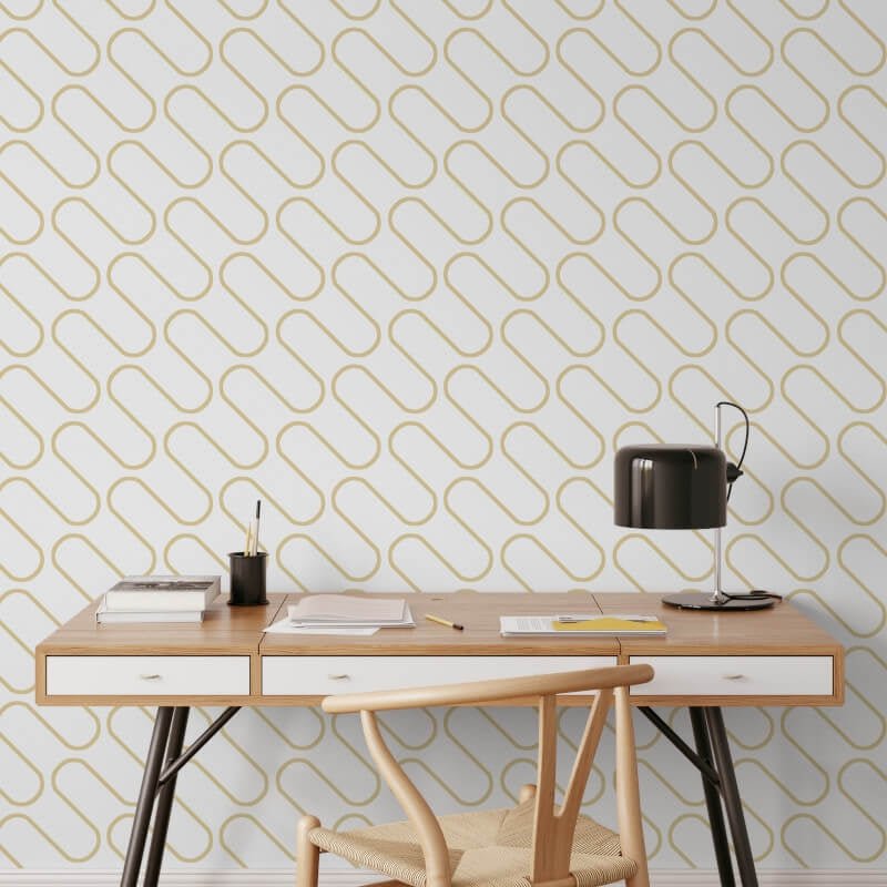 Linear Curve Wallpaper - White/Gold - Catherine Lansfield - 206504 - Premier Wallcovering