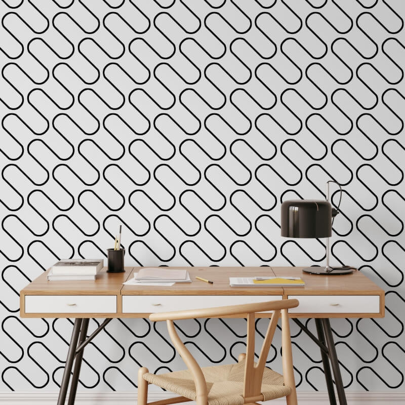 Linear Curve Wallpaper - Black/White - Catherine Lansfield - 206501 - Premier Wallcovering