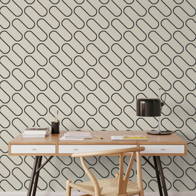 Linear Curve Wallpaper - Cream/Black - Catherine Lansfield - 206502 - Premier Wallcovering