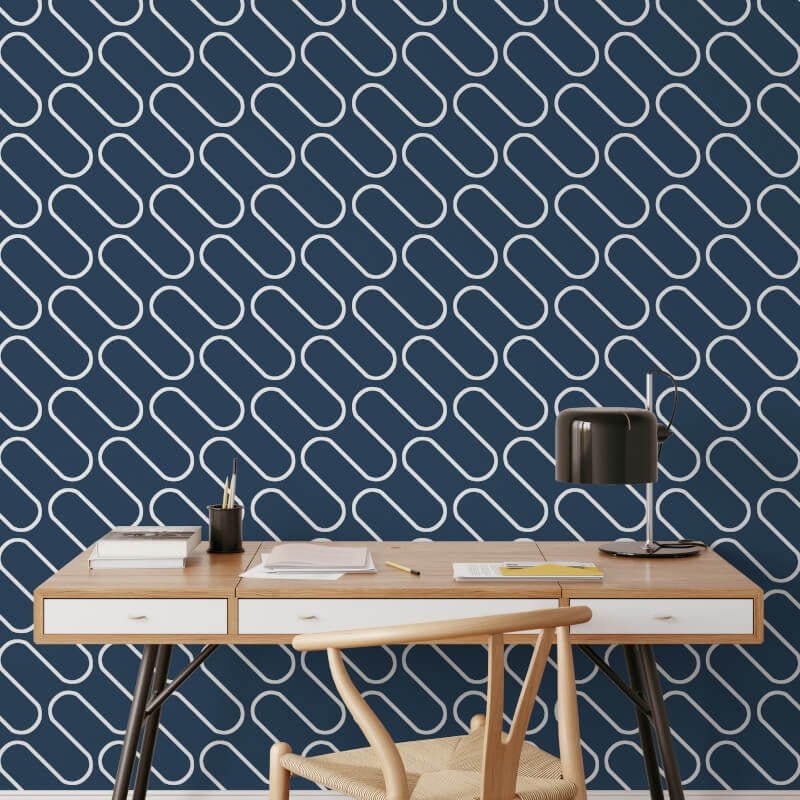 Linear Curve Wallpaper - Navy Blue - Catherine Lansfield - 206503 - Premier Wallcovering