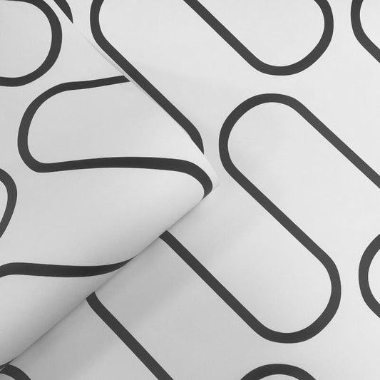 Linear Curve Wallpaper - Black/White - Catherine Lansfield - 206501 - Premier Wallcovering