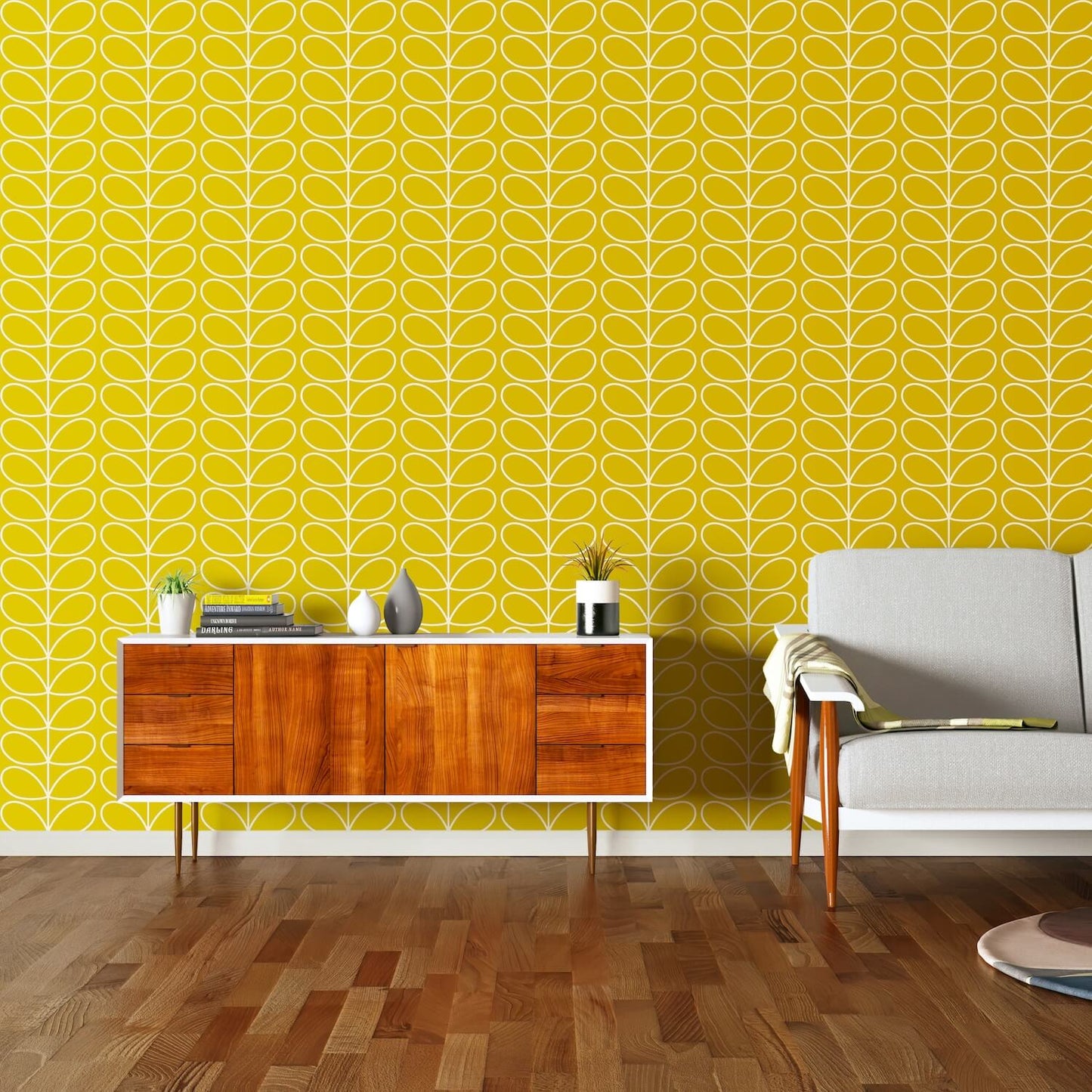 Linear Stem Wallpaper - Sunflower - Orla Kiely - 23AHLSTWLPDS-7110 - Premier Wallcovering