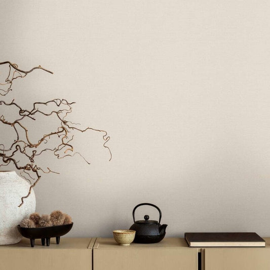Linen Effect Texture Wallpaper - Cream/White - Michalsky Living - 39988-1 - Premier Wallcovering