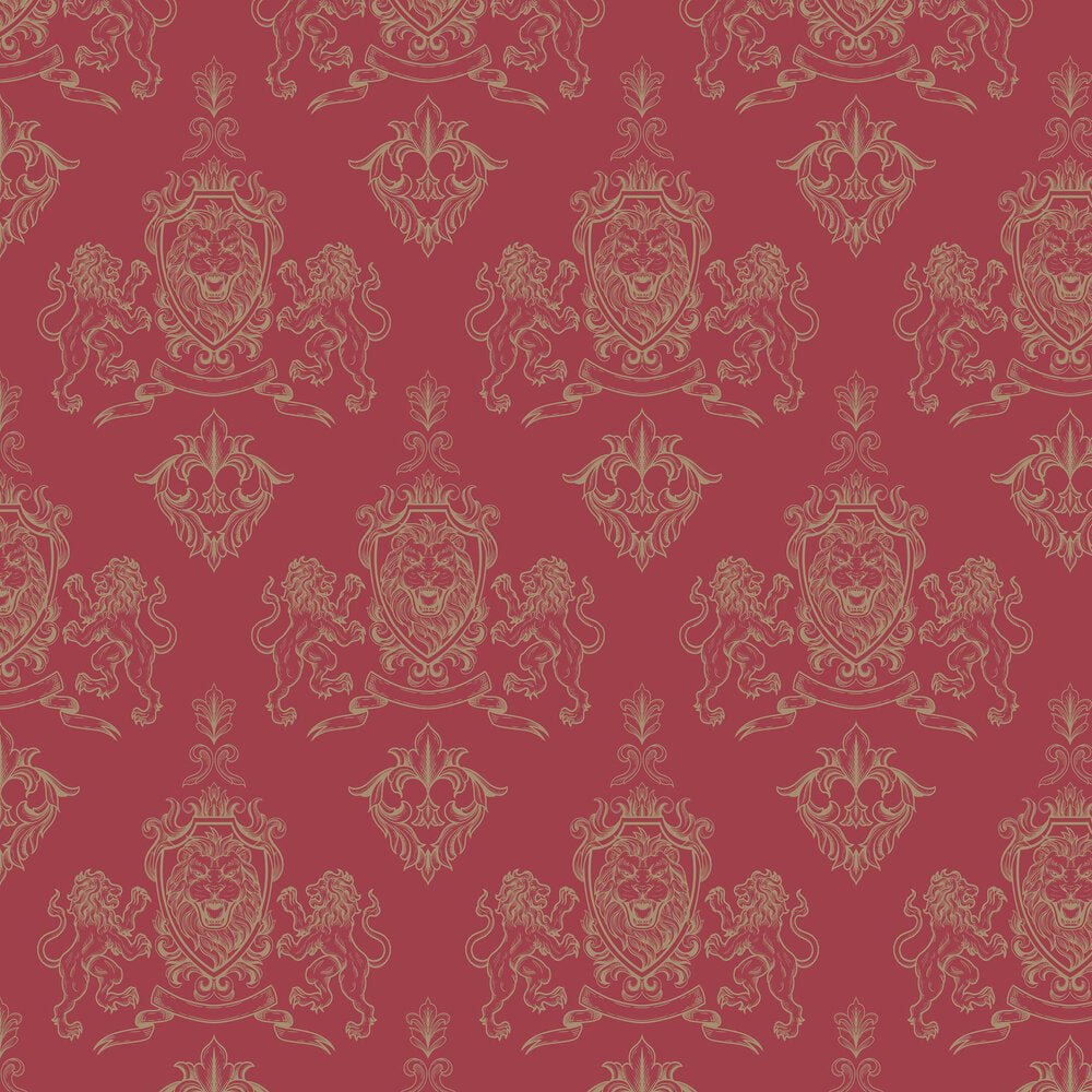 Lionheart Wallpaper - Red - The Graduate Collection - ST001LIONRED - Premier Wallcovering